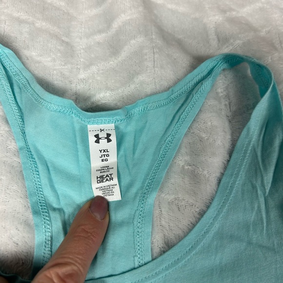 Under Armour tank top, girls size XL aqua nwt - Picture 3 of 8